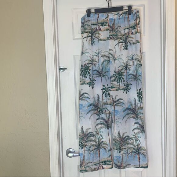 Topshop Hawaiian Print Wide Leg Trousers Size 12 - Picture 3 of 11